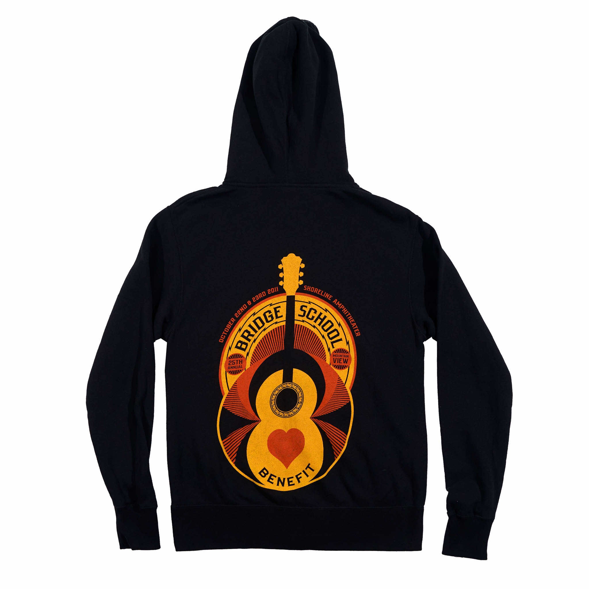 Bridge School Benefit Black Hoodie with Shepard Fairey art