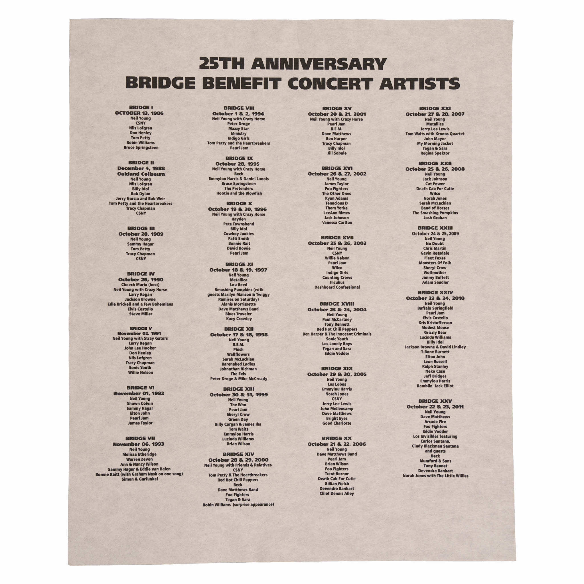 2011 - 25th Bridge School Benefit Concert pellon