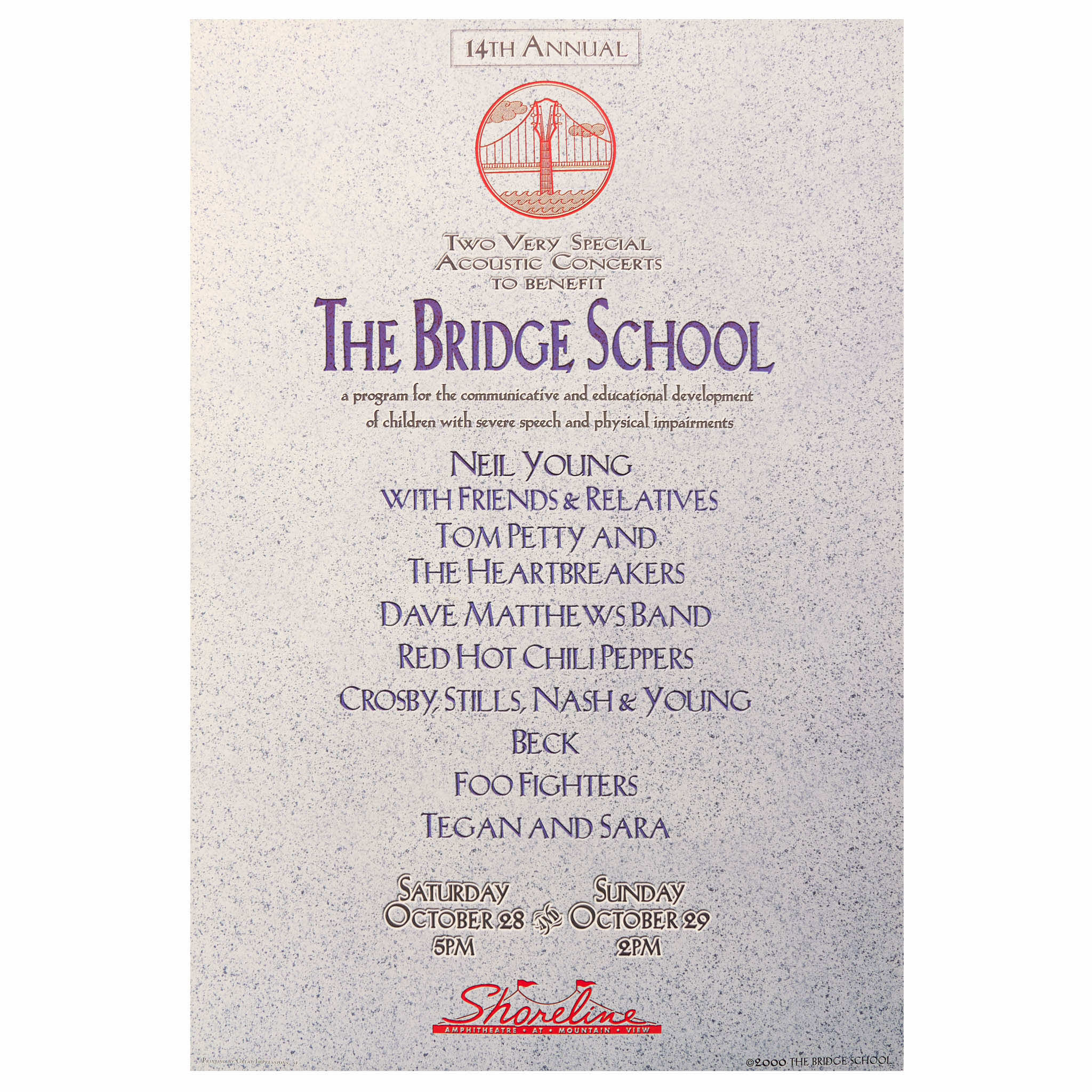 2000 - 14th Bridge School Benefit Concert poster
