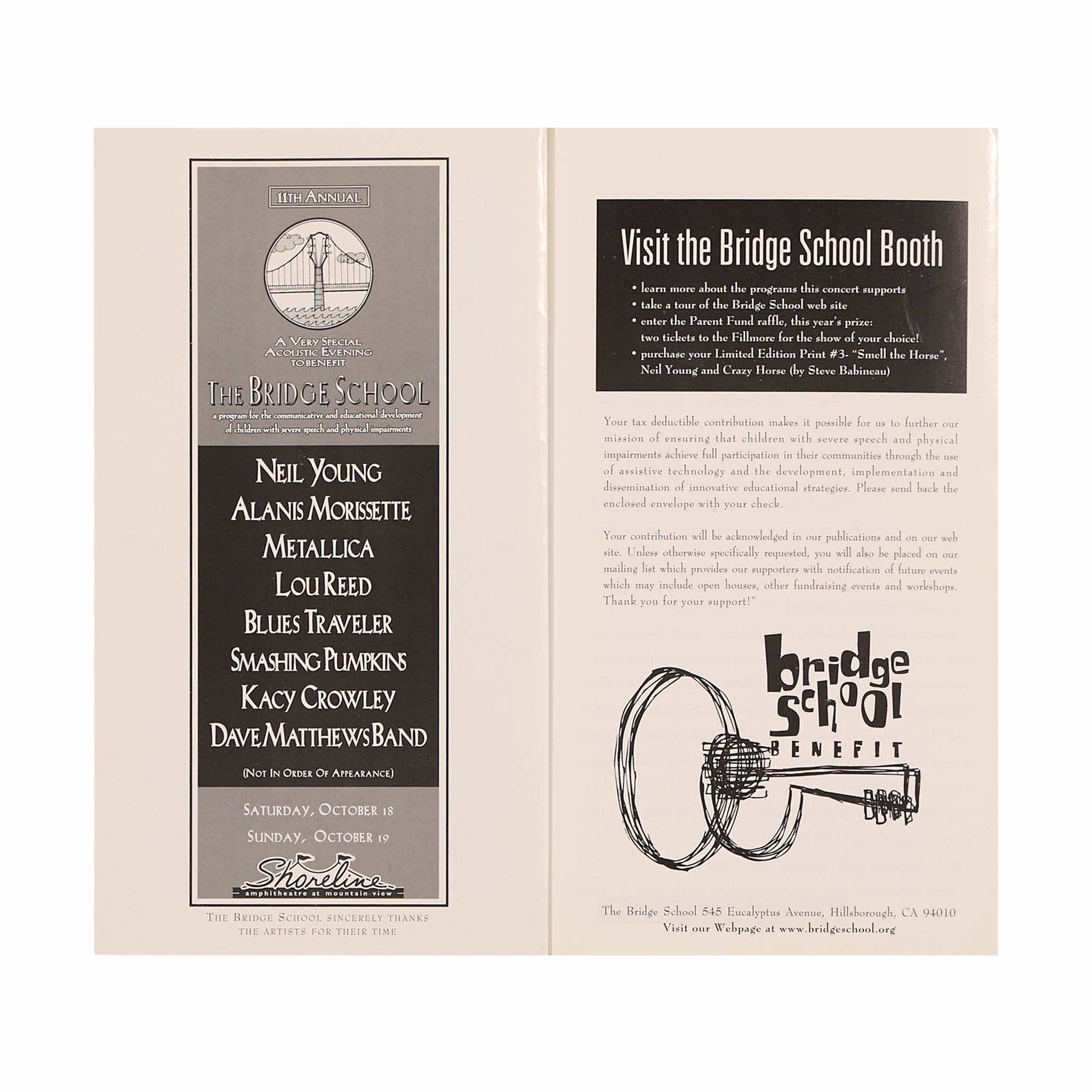 1997 - 11th Annual Bridge School Benefit concert program