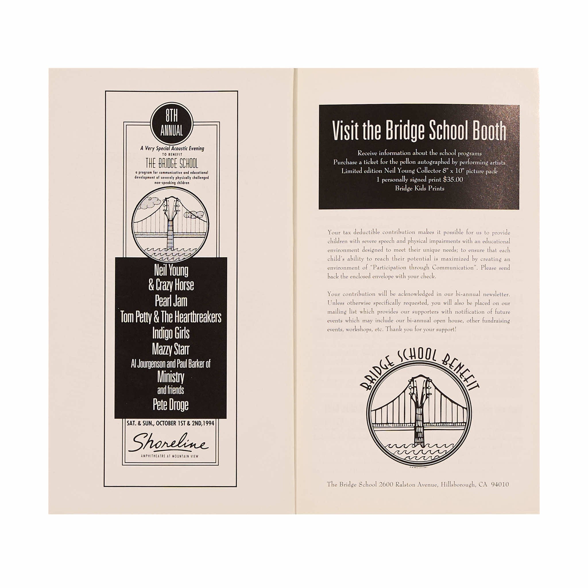 1994 - 8th Annual Bridge School Benefit concert program